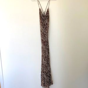 Zebra maxi dress cowl front and back